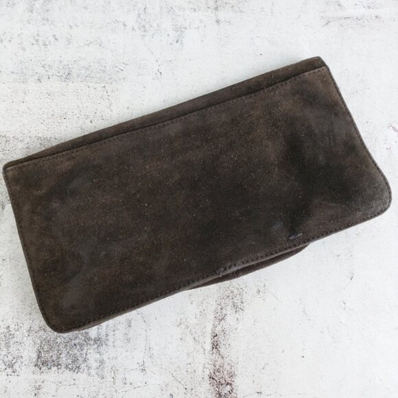 Vintage Banana Republic Leather Suede Brown Bohemian Clutch Purse - Picture 9 of 13